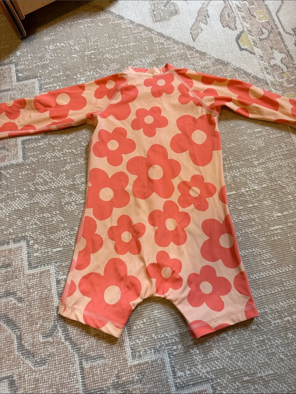 Hanna Andersson one piece rash guard swimsuit 3T coral flowers